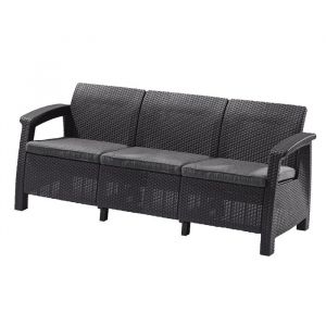 Allibert CORFU LOVE SEAT MAX Canap&eacute; de jardin, 182 x 70 x 79cm, graphite/gris 1719
