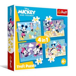 Trefl Mickey Mouse et Ses Amis, Les Aventures Amusantes de Mickey Mouse - Puzzle 4 en 1, 4 Puzzles, 35 à 70 pièces - Différents Niveaux de difficulté, pour Les Enfants à partir de 4 Ans
