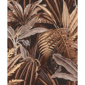 Rasch Symphony 689518 Papier peint intissé avec feuilles exotiques marron et gris 10,05 x 0,53 m (L x l)