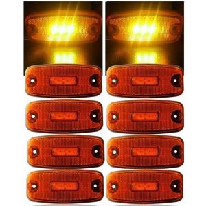 8x Feux de Gabarit Orange 3 Led Fort Position Lateral Gauche Droit 110mm 12-24V