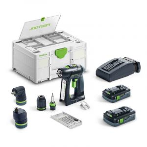 Festool Perceuse-visseuse 18V c 18 hpc 4,0 I-Set + 2 batteries 4Ah + chargeur + coffret systainer SYS3 577617