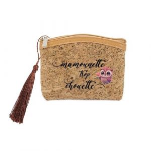 Image de Porte monnaie et porte cles liege Taperso avec motif mamounette et maman trop chouette
