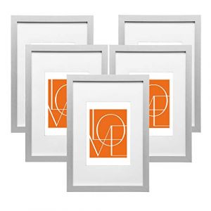 Woltu - Cadre Photo Lot de 5 pièces Argent 21, 9x30cm A4 cadre en mdf design simple avec Passe-Partout