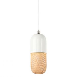 Good & Mojo MEKONG-Suspension Bambou Naturel Ø20cm Blanc