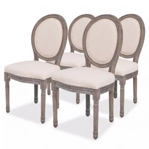 VidaXL Chaises de Salle &agrave; Manger Cr&egrave;me Tissu 4 pcs