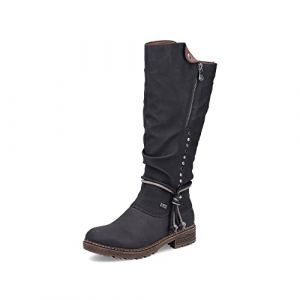 Rieker Femme Bottes Z4759, Dame Bottes d'hiver,Hydrofuge TEX,Bottes d'hiver,Bottes à Lacets,imperméable,fourré,Noir (Schwarz / 01),41 EU / 7.5 UK
