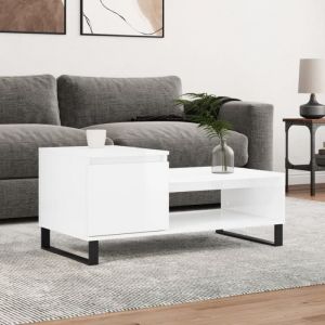 VidaXL Table basse Blanc brillant 100x50x45 cm Bois d'ingénierie