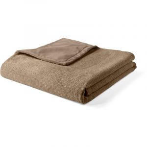 Paolo - plaid - 200x140 cm - en velours textur&eacute; et velours - Taupe