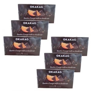 Okakao - Lot 6x Quarts d'orange confits enrobés chocolat 200g - Boîte 200g