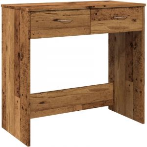 Helloshop26 - Bureau table poste de travail meuble d'ordinateur informatique étude style vieux bois 80 x 40 x 75 cm bois d'ingénierie brun
