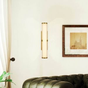 Searchlight Applique murale LED Clamp, dor&eacute;/blanc Acier, verre, IP44