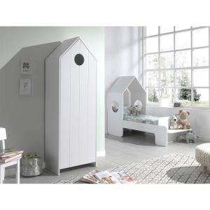 Image de Vipack Furniture Pack - Lit Cabane Enfant & Armoire "Casami II" Blanc