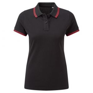 Image de Asquith & Fox - Polo manches courtes - Femme (S) (Noir / rouge) - UTRW6644