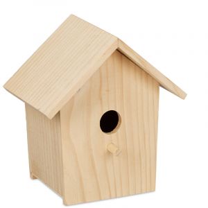 Relaxdays Cabane à Oiseaux décorative, en Bois, Suspendre, HLP : env. 21 x 19 x 14 cm, Jardin et Balcon, Nature