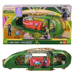 Mattel Universal Pictures Wicked Coffret Train de la Cit&eacute; d&rsquo;&Eacute;meraude du Film d&rsquo;Universal Pictures avec Petite poup&eacute;e Elphaba, 3 espaces de Jeu et 14 Accessoires inspir&eacute;s du Film, JKM07