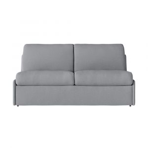 Loungitude Canapé convertible couchage 140x190cm tissu gris clair matelas 13cm