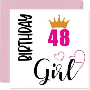 Stuff4 Carte d'anniversaire 48 ans pour femme – Cartes d'anniversaire pour fille – Cartes d'anniversaire pour femme de 48 ans, maman, sœur, tante, cousine, amie, nièce, 145 mm x 145 mm
