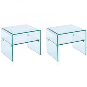 Lot de 2 tables de chevet - 1 niche - Verre trempé - STILEOS