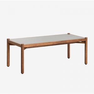Table basse de jardin en ciment et bois d'acacia Gamila SKLUM Gris 110 x 50 cm