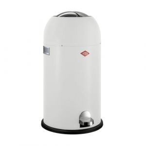 Wesco Poubelle Kickmaster de couleur blanc mat, t&ocirc;le d'acier rev&ecirc;tue de poudre, amortisseur int&eacute;gr&eacute;, volume de 33 litres, grande ouverture