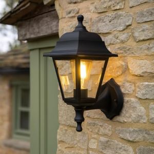 CGC DAHLIA Lanterne Murale Extérieure Noire Applique Murale Vintage IP44 E27 Vis Standard Polycarbonate