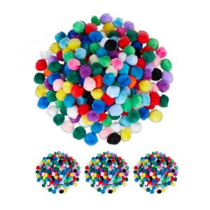 Relaxdays Pompons colorés, lot de 800, loisirs créatifs boules DIY décoration 2 cm, anniversaire mariage, multicoloré