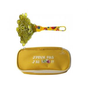 Kit loto complet 3 en 1 : 100 pions magnetiques + baton ramasse jetons jaune + trousse rangement jaune - set accessoires jeu bingo et 1 carte
