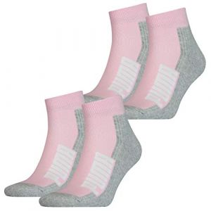 Puma BWT Lot de 4 paires de chaussettes basses unisexes pour homme et femme Noir/blanc/bleu/rose Taille 35-38 39-42 43-46 83 % coton - Rose - 39-42