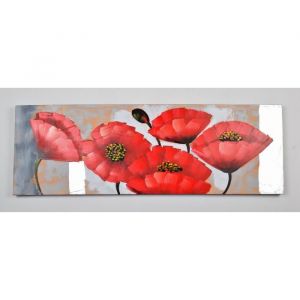 Tableau déco Fleurs 20 - Toile peinte à la main - 50 x 150 x 4 cm - Thème : Fleurs et botanique - Tableau déco Peinture sur toile - Peinte à la main - 50x150x4cm