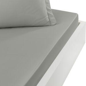 Sensei Drap housse en percale de coton Gris Perle 80x200 cm