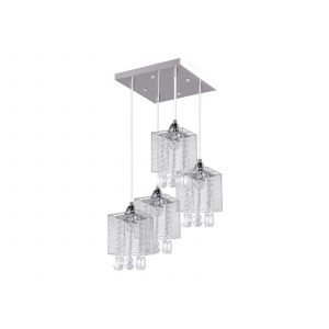 Spotlight Lampe Suspension 4 Têtes Métal "Gracja" 33cm Chrome