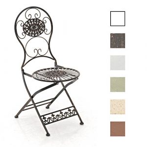 Image de CLP Chaise de Jardin Pliante Mani - Chaise de Balcon en Fer Forgé avec Hauteur d'Assise 45 cm - Meuble de Terrasse et pour Usage Extérieur - Couleur: Bronze