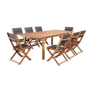 Ensemble repas de jardin 6 a 8 personnes Table e tensible 180 240 100 cm 6 chaises as