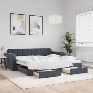 VidaXL Lit De Jour Avec Gigogne Et Tiroirs Sans Matelas 100x200 Cm