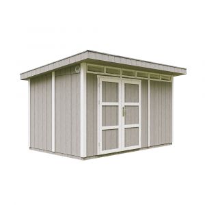 Image de Abri de jardin à base de bois en panneaux LP SmartSide 9 m² - Abri de jardin avec sol et tuiles bitumineuses L412xL279xH237 cm - Abri de jardin Timbela M904A- Couleur de peinture TUNDRA GREY