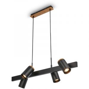 BRILONER - Suspension luminaire, orientable, 4x GU10 douille, plafonnier, suspension d'éclairage intérieur, luminaire chambre, cuisine, 80x24,9x120 cm, noir-bois