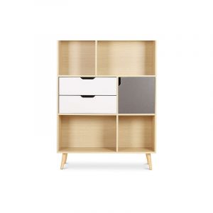 Privatefloor Biblioth&egrave;que en Bois - Design Scandinave - Pol Bois naturel