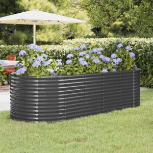 VidaXL Jardinière Acier enduit de poudre 249x100x68 cm Anthracite