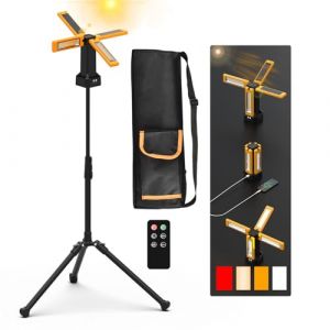 Iodoo Projecteur de Chantier LED à Batterie Solaire Avec Trépied, Batterie D'une Capacité de 13200 mAh, Lampe Chantier Luminosité de 8000 Lumens