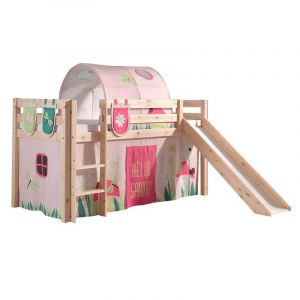 Image de Vipack Furniture Lit Mi-Hauteur 90x200 avec Toboggan Sommier Inclus et Housse Spring Pino - Bois