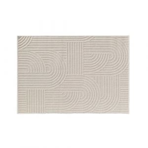 Douceur d'intérieur, Tapis Rectangle (120 x 170 cm) Ezio, Tissé Plat Relief, Naturel