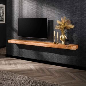 M&S Etagère murale 200x25x8 cm en acacia massif naturel