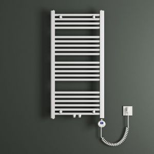 Mai&mai - Radiateur de Salle de Bain Electrique 100x50cm Blanc Sèche-Serviettes avec Résistance Chauffante 600W