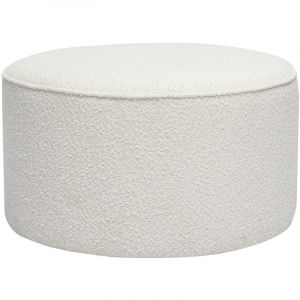 Miliboo Pouf rond en tissu effet laine boucl&eacute;e blanc D70 cm paul