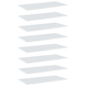 VidaXL Panneaux biblioth&egrave;que 8pcs Blanc brillant 80x40x1,5cm Agglom&eacute;r&eacute;