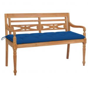 Image de VidaXL Banc Batavia avec coussin bleu 150 cm Bois de teck massif. Produit Neuf ! Garantie 0 ans !