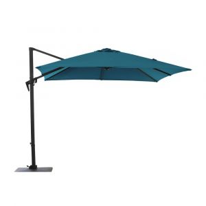 Proloisirs Parasol de jardin déporté Roma bleu - à Manivelle 3 x 4 m en Alu/acier