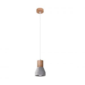 Suspension Qubic Dome Bois,béton Bois gris,naturel 1 ampoule 120cm