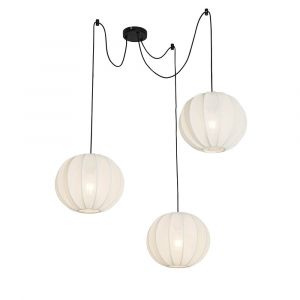 Qazqa Suspension design en soie blanche 30 cm 3 lumières - Plu