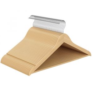 Songmics Cintres en bois lot de 30 pour haut à bretelles veste naturel